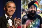 sikh man, sikh man with rainbow turban, pride month 2019 sikh man s rainbow turban impresses barack obama, Pride month