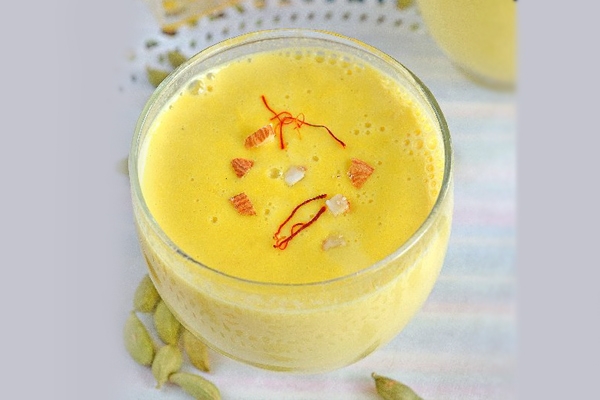 Yummy and healthy Badam milk recipe},{Yummy and healthy Badam milk recipe
